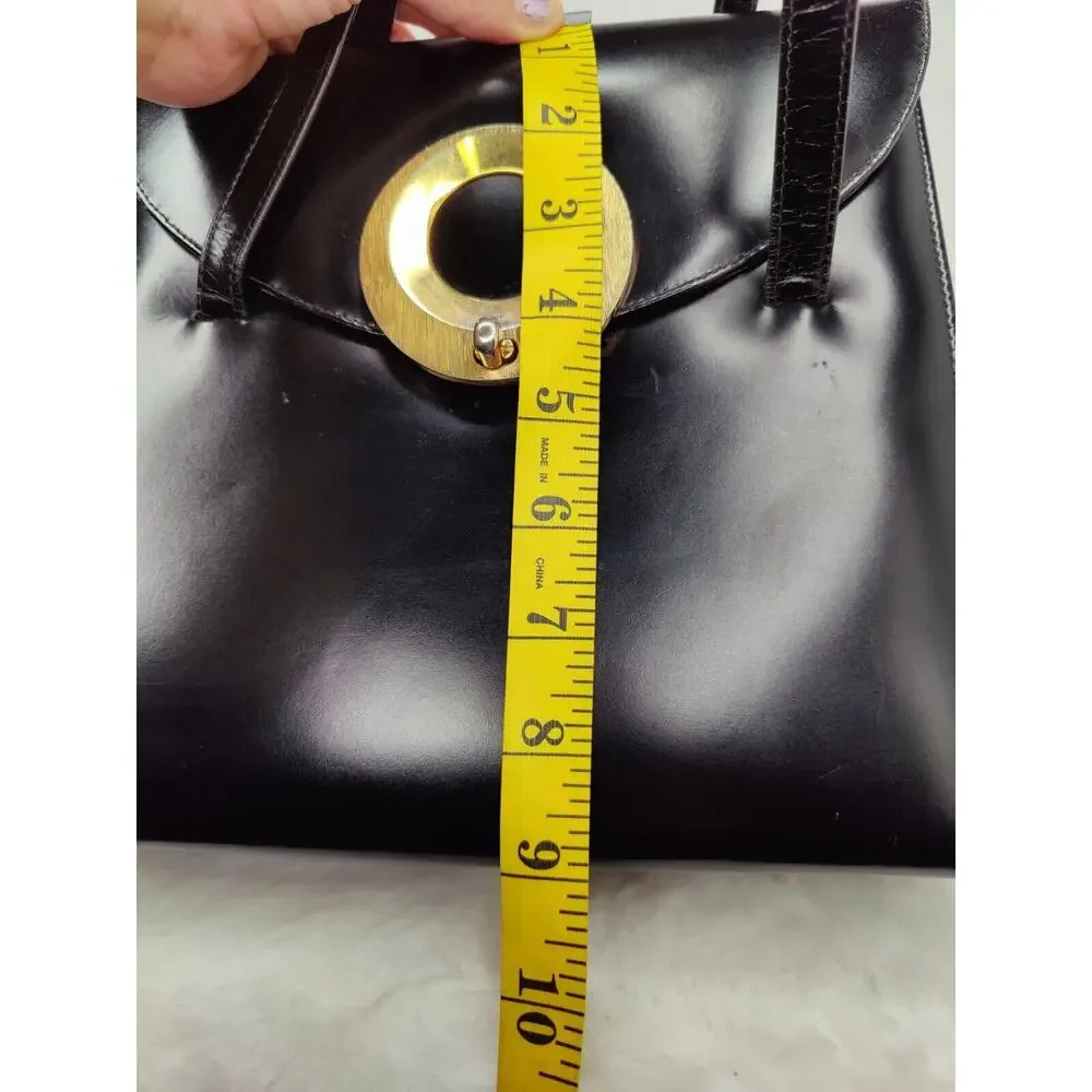 Vintage Black Leather Purse with gold hardwear
